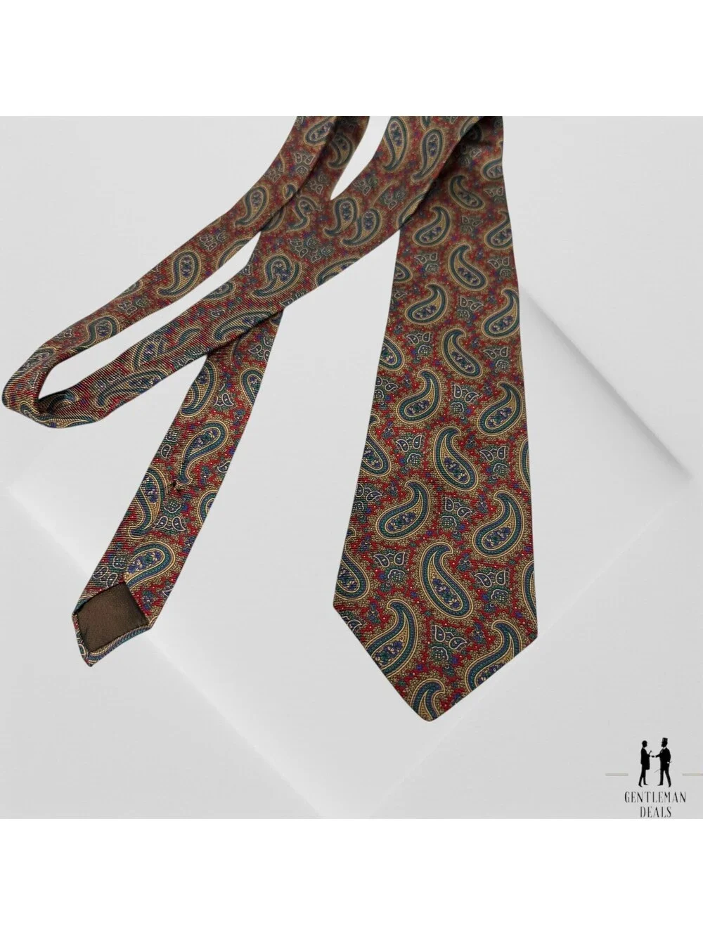 Lanvin Paris Red  Blue Paisley Print Silk Tie 58x3.5 Red Italy Mens Neck tie